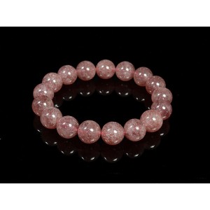 Браслет из кварца клубничного шарик 12мм