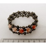 Браслет из пирита с розами, шарик 6мм, на струнке, 3-4 оборота