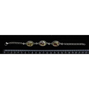 Браслет из хризолита и граната (кабошон-мозаика), овал, 18х13мм, на цепочке