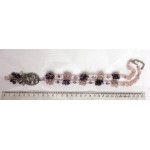 Колье-кулон из чароита и розового кварца, коннектор "плющ"