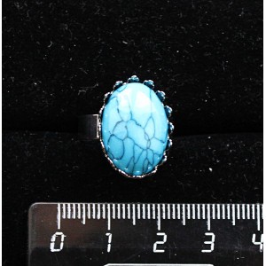 Кольцо с бирюзой иск., овал 18х13мм, безразмерное