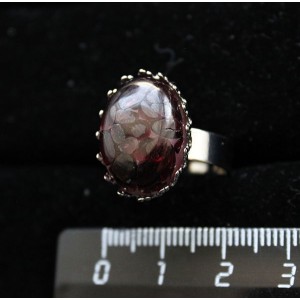 Кольцо с гранатом (кабошон-мозаика), овал 18х13мм, безразмерное