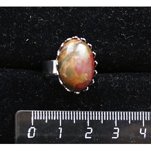 Кольцо с яшмой пикассо, овал 18х13мм, безразмерное