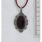 Кулон из граната (кабошон-мозаика), овал 30х20мм, ажурная оправа
