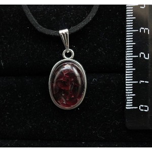 Кулон из граната (кабошон-мозаика), простой овал 18х13мм