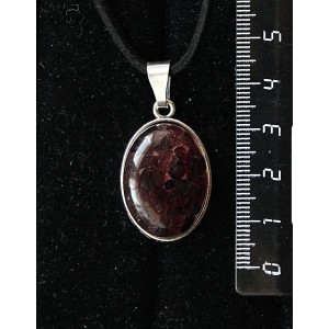 Кулон из граната (кабошон-мозаика), простой овал 25х18мм