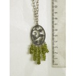 Кулон из хризолита, галтовка, коннектор "плющ"