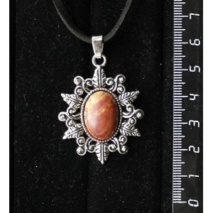 Кулон из яшмы пикассо, овал 18х13мм, основа "папоротник"