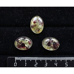 Хризолит и гранат, кабошон-мозаика овал 18х13мм
