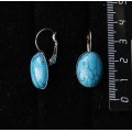 Серьги из бирюзы иск., овалы 18х13мм, замок петелька