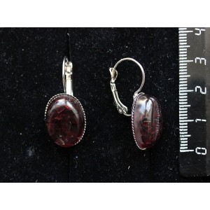 Серьги из граната (кабошон-мозаика), овал 18х13мм, замок петелька