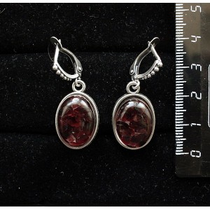Серьги из граната (кабошон-мозаика), простой овал 18х13мм, швензы посеребрение