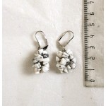 Серьги из камня каулит (натуральный, имитация кахолонга), галтовка, две нити