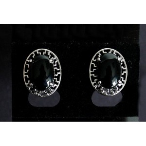 Серьги из оникса черного "греческие" родиум