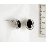 Серьги из оникса черного "греческие" родиум