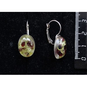 Серьги из хризолита и граната (кабошон-мозаика), овал 18х13мм, замок петелька