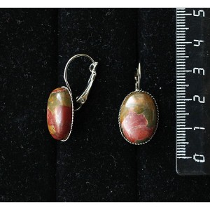 Серьги из яшмы пикассо, овал 18х13мм, замок петелька