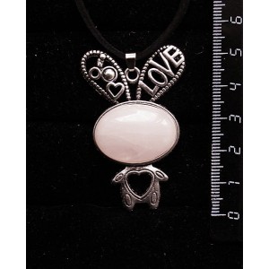Кулон из кварца розового "зайчик", овал 25х18мм