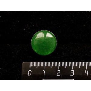 Брошь из кварца тонированного цвет хризопраз, круг 18мм