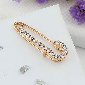 Булавка "Классика-россыпь", 3,5см, цвет белый, цвет золотистый