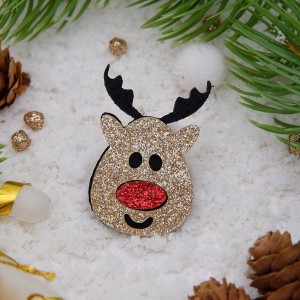 Брошь "Новогодняя сказка" олененок, разноцветная