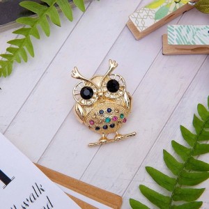 Брошь "Филин" круглый, цвет золотистый