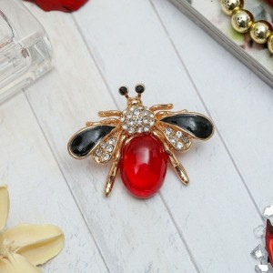 Брошь "Муха" в полете, разноцветная, цвет золотистый