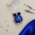 Брошь "Сова" блестящая, цвет синий, цвет серебристый
