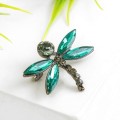 Брошь "Стрекозка-галтовка мелкая", цвет серо-зеленый в сером металле
