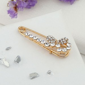 Булавка "Россыпь", цвет белый, цвет золотистый, 3,5 см