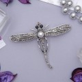 Брошь "Стрекоза" моно, цвет серый в черненом серебре