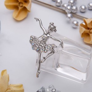 Брошь спортивная "Балерина" аллонже, цвет радужный, цвет серебристый