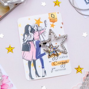 Брошь "Звёзды" подружки, цвет радужный, цвет серебристый