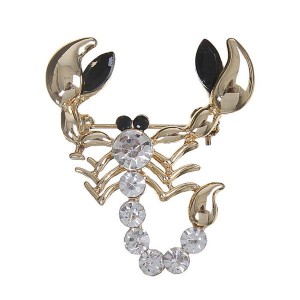 Брошь "Скорпион", цвет бело-чёрный, цвет золотистый