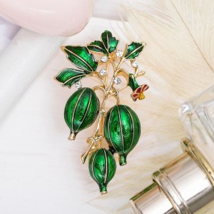 Брошь "Крыжовник", цвет зеленый, цвет золотистый