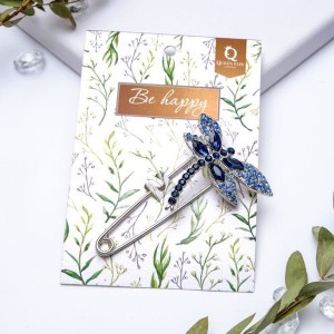 Булавка "Стрекоза" 7,5см, цвет синий, цвет серебристый