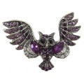 Брошь "Сова", цвет фиолетовый в черненом серебре