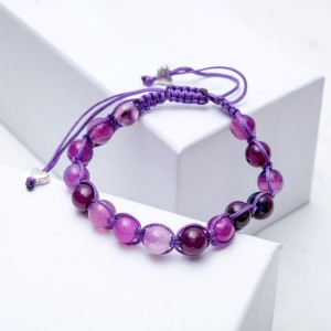 Браслет шамбала шар агат фиолетовый (тонировка)