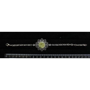 Браслет из хризолита (кабошон-мозаика) "цветок", круг 18мм, на цепочке