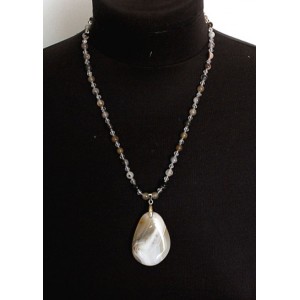 Колье-кулон из агата мохового, кулон 45мм (соотв. фото)