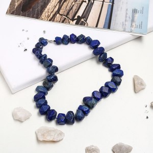 Бусы галтовка граненая через узел лазурит, 45 см Бусы галтовка граненая через узел лазурит, 45 см