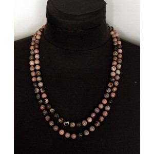 Бусы из родонита 120см, шарик 8мм