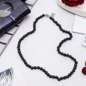 Бусы шар №6 лава, цвет черный