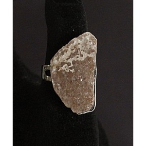 Кольцо из агата серого, друза - различные формы, безразмерное