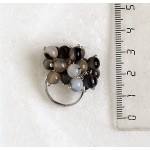 Кольцо с агатом, цвет белый с серым "гроздь" безразмерное