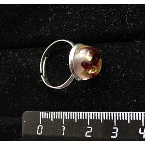 Кольцо с хризолитом и гранатом (кабошон-мозаика), круг 12мм, безразмерное