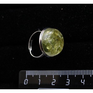 Кольцо с хризолитом (кабошон-мозаика), круг 18мм, безразмерное