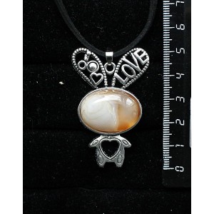 Кулон из агата кофейного (тонировка) "зайчик", овал 25х18мм