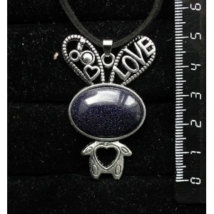 Кулон из авантюрина синего (синт.) "зайчик", овал 25х18мм