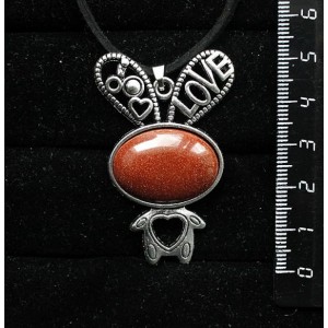 Кулон из авантюрина красного (синт.) "зайчик", овал 25х18мм